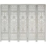 vidaXL sobna pregrada s 5 panela siva 200 x 165 cm masivno drvo manga | shoptok.hr