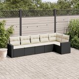  6-dijelni set vrtnih sofa s jastucima crni od poliratana | shoptok.hr