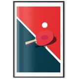  Plakat - Table Tennis - Ball and Racket on a Table 40x60 Crni okvir s margom | shoptok.hr