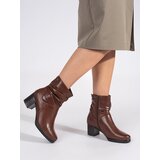 Sergio Leone Women's brown leather ankle boots with a crinkled upper by Cijene