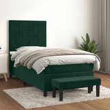 Box spring krevet s madracem tamnozeleni 100x200 cm baršunasti | shoptok.hr