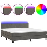  box spring s madracem LED tamnosivi 160x200 cm baršun | shoptok.hr