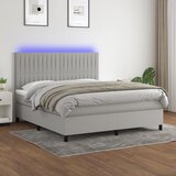 The Living Store Box spring postelja z vzmetnico LED sv. siva 180x200 cm blago - Box Spring Postelja, (21518080) | Shoptok.si