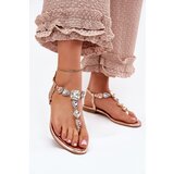 Boto Womens sandals on flat heel with crystals rose gold Fiolalia | ePonuda.com