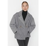 Trendyol Black Oversize Button Closure Stamp Coat | Shoptok.si