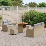  8-dijelni set vrtne sofe s jastučićima Bež Poli Ratan Akacija | shoptok.hr