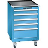LISTA Predalnik, širina 564 mm, pomičen, 5 predalov, VxG 890 x 572 mm, svetlo moder | Shoptok.si