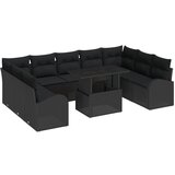 vidaXL set vrtnih sofa s jastučićima, crni poli ratan, dvosed vrtna sofa s pohranom i jastučićima, crni poli ratan Cijene