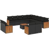  The Living Store Vrtna sedežna garnitura 14-delna z blazinami črn poli ratan - Vrtna Sedežna Garniture, (21443438) | Shoptok.si