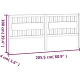  Uzglavlje za krevet sivo 205,5 x 4 x 100 cm od masivne borovine | shoptok.hr