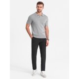 Ombre Eleganckie męskie spodnie chino o klasycznym kroju - grafitowe | Shoptok.si