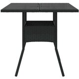 vidaXL Vrtni stol sa staklenom pločom crni 80x80x75 cm od poliratana | shoptok.hr