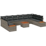  Set Vrtnih Kauča s Jastucima od 11 Dijelova Sivi Poli Ratan Akacija | shoptok.hr