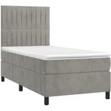 Box spring krevet s madracem svjetlosivi 90x190 cm baršunasti | shoptok.hr