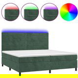  Krevet box spring s madracem LED tamnozeleni 200x200 cm baršun | shoptok.hr