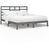 The Living Store Posteljni okvir siv iz trdnega lesa 200x200 cm - Posteljni Okvir, (21523820) | Shoptok.si