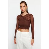 Trendyol Brown Draped Tulle Body Cene