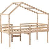 vidaXL Visoka postelja s streho 90x190 cm trdna borovina | Shoptok.si