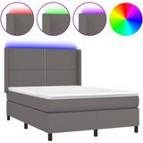 Maison Chic Box spring postelja - Vzmetna postelja z vzmetnico LED siva 140x190cm umetno usnje SL21754, (21891821) | Shoptok.si