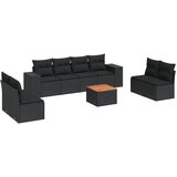 Maison Chic Seti vrtnega pohištva - Vrtna garnitura - Vrtni pohištvo set 9-delna z blazinami črn poli ratan, (21806168) | Shoptok.si