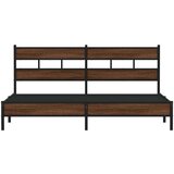 Metalni Kovinski posteljni okvir brez vzmetnice rjavi hrast 183x213 cm, (21611282) | Shoptok.si