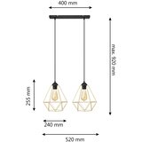  Luster na sajli KARO 2xE27/15W/230V zlatna/crna | Eponuda.com