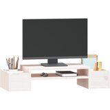  Stalak za monitor bijeli 70 x 27,5 x 15 cm od masivne borovine | shoptok.hr