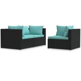Maison Chic Seti vrtnega pohištva - Vrtna garnitura - Vrtni pohištvo set 3-delna z blazinami črn poli ratan, (21813779) | Shoptok.si