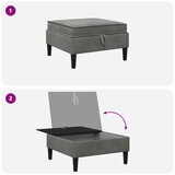  Stolić za sofu s pohranom Tamnosiva Baršun - Tamnosiva Oslonac za noge | shoptok.hr
