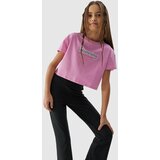 4f organic cotton women's crop top t-shirt - pink cene