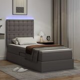  Krevet s prostorom za pohranu s LED-om Siva 90 x 200 cm | shoptok.hr