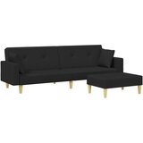 Maison Chic kavč - Sofa - Kanape dvosed z ležiščem in stolčkom za noge črno blago, (21727726) Cene