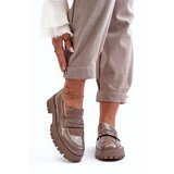 Boto Lacquered Loafers on Flat Heel Beige Jannah | Shoptok.si