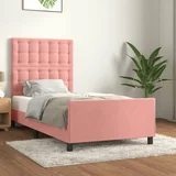  Okvir za krevet s uzglavljem ružičasti 90x190 cm baršunasti
