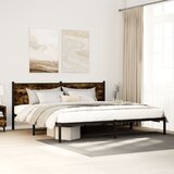 Maison Chic Kovinski Posteljni okvir - Dvoposteljna postelja - Zakonska postelja brez vzmetnice dimljen hrast 200x200cm, (21693817) | Shoptok.si