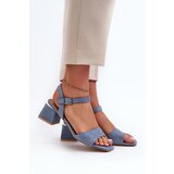 EVENTO Women's Sandals On Block Heel In Blue Faux Suede Leisha | Shoptok.si