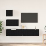 vidaXL TV Kabinet za Zid s policom s pohranom s vratima 4 pcs Crni hrast | shoptok.hr