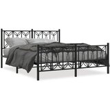  Metalni okvir kreveta uzglavlje i podnožje crni 150x200 cm | shoptok.hr