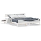 vidaXL Konstrukcija postelje Bela 200 x 200 cm Trdna borovina | Shoptok.si