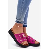 VINCEZA Women's Suede Slippers With Pins Fuchsia 66741 | Shoptok.si