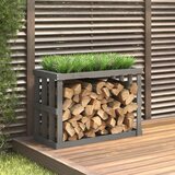 vidaXL Zunanje držalo za polena sivo 108x52x74 cm trdna borovina | Shoptok.si