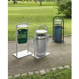 VAR koš za odpadke za uporabo na prostem, 30 l, jeklo, s cevnim lokom in strešico, encijan modra | Shoptok.si