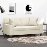 vidaXL kavč dvosed z okrasnimi blazinami krem 120 cm umetno usnje, (20925476) | Shoptok.si