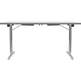  zložljiva miza z dvojnim podnožjem v obliki črke t, ogrodje iz okrogle jeklene cevi, kromirano, bela/antracitna, šxg 1200 x 600 mm | Shoptok.si
