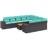 vidaXL 11-delni vrtni komplet sedežnih garnitur z blazinami črne barve poli ratan, (5000293959) | Shoptok.si