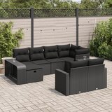vidaXL 10-dijelni set vrtnih sofa s jastucima crni od poliratana | shoptok.hr