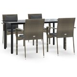  5-dijelni vrtni blagovaonski set crno-sivi od poliratana Siva Dužina stola 160 cm | Shoptok.si