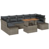 vidaXL Vrtni Kavč Set 8 Rjava, Siva Ratan, Poliestr, Jeklo, (22065098) Cene