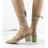 Gemre Green lace-up block heels Victoris | Shoptok.si