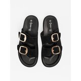 Shelvt Women's black flip-flops with gold buckles | shoptok.hr